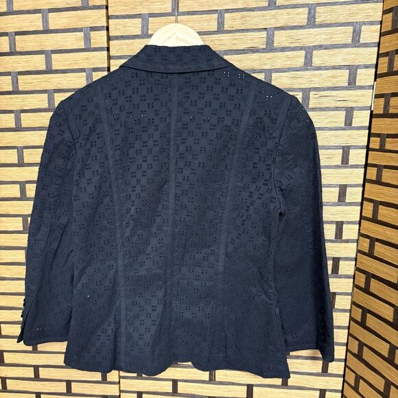 Talbots Stretch Black Eyelet Blazer Size 2 - Picture 2 of 7